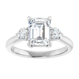 14K white gold 2CT Emerald CutThree Stone Engagement Ring Setting variant--Oval variant--1CT variant--14K-yellow-gold