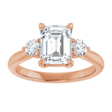 14K rose gold 2CT Emerald CutThree Stone Engagement Ring Setting variant--Oval variant--1CT variant--14K-white-gold