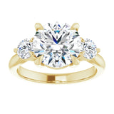 14K yellow gold 3CT Round CutThree Stone Engagement Ring Setting variant--Pear variant--3CT variant--14K-rose-gold