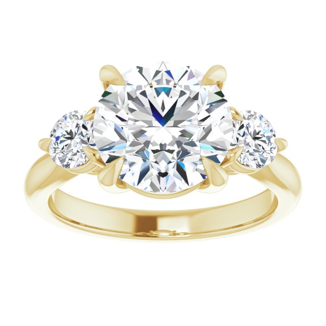 14K yellow gold 3CT Round CutThree Stone Engagement Ring Setting variant--Pear variant--3CT variant--14K-rose-gold