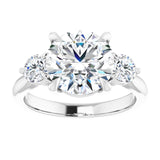 14K white gold 3CT Round CutThree Stone Engagement Ring Setting variant--Pear variant--3CT variant--14K-rose-gold