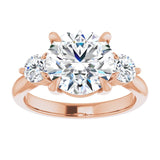14K rose gold 3CT Round CutThree Stone Engagement Ring Setting variant--Pear variant--3CT variant--14K-rose-gold