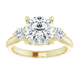 14K yellow gold 3CT Cushion CutThree Stone Engagement Ring Setting variant--Asscher variant--3CT variant--14K-rose-gold