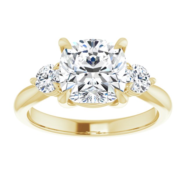 14K yellow gold 3CT Cushion CutThree Stone Engagement Ring Setting variant--Asscher variant--3CT variant--14K-rose-gold