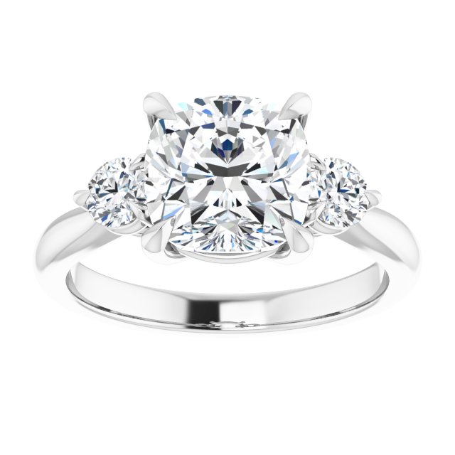 14K white gold 3CT Cushion CutThree Stone Engagement Ring Setting variant--Emerald variant--1CT variant--14K-yellow-gold