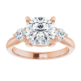 14K rose gold 3CT Cushion CutThree Stone Engagement Ring Setting variant--Emerald variant--1CT variant--14K-white-gold