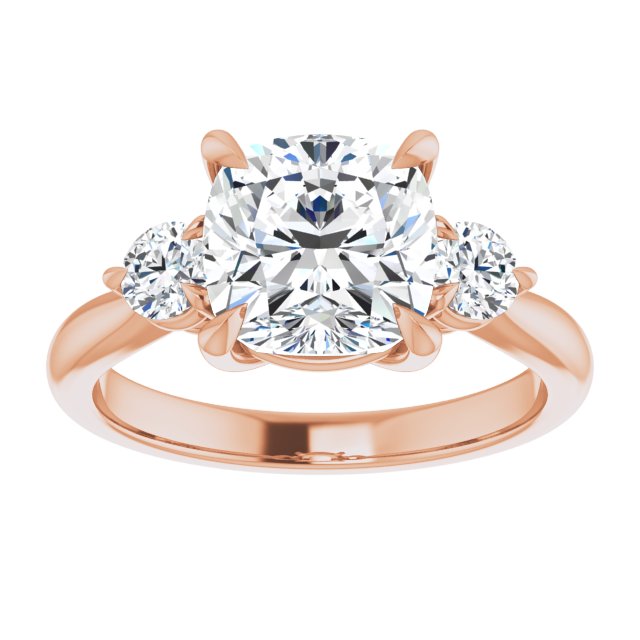 14K rose gold 3CT Cushion CutThree Stone Engagement Ring Setting variant--Emerald variant--1CT variant--14K-white-gold