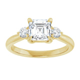 14K yellow gold 1CT Asscher CutThree Stone Engagement Ring Setting variant--Emerald variant--1CT variant--14K-rose-gold