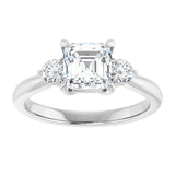 14K white gold 1CT Asscher CutThree Stone Engagement Ring Setting variant--Emerald variant--2CT variant--14K-yellow-gold