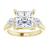 14K yellow gold 3CT Square CutThree Stone Engagement Ring Setting variant--Round variant--2CT variant--14K-white-gold