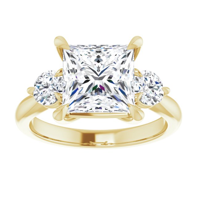 14K yellow gold 3CT Square CutThree Stone Engagement Ring Setting variant--Round variant--2CT variant--14K-white-gold