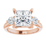 14K rose gold 3CT Square CutThree Stone Engagement Ring Setting variant--Round variant--3CT variant--14K-yellow-gold