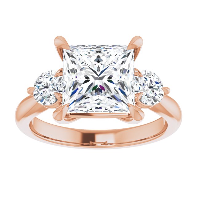 14K rose gold 3CT Square CutThree Stone Engagement Ring Setting variant--Round variant--3CT variant--14K-yellow-gold