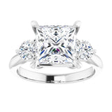 14K white gold 3CT Square CutThree Stone Engagement Ring Setting variant--Round variant--2CT variant--14K-rose-gold