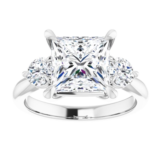 14K white gold 3CT Square CutThree Stone Engagement Ring Setting variant--Round variant--2CT variant--14K-rose-gold