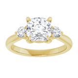 14K yellow gold 2CT Cushion CutThree Stone Engagement Ring Setting variant--Asscher variant--2CT variant--14K-rose-gold