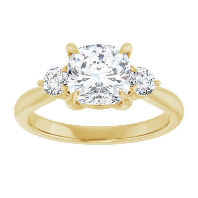 14K yellow gold 2CT Cushion CutThree Stone Engagement Ring Setting variant--Asscher variant--2CT variant--14K-rose-gold