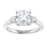 14K white gold 2CT Cushion CutThree Stone Engagement Ring Setting variant--Asscher variant--3CT variant--14K-yellow-gold