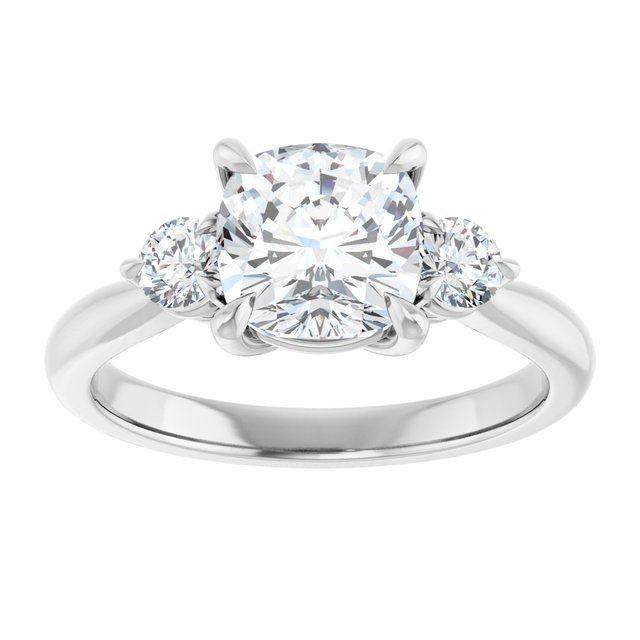 14K white gold 2CT Cushion CutThree Stone Engagement Ring Setting variant--Asscher variant--3CT variant--14K-yellow-gold
