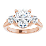 14K rose gold 2CT Oval CutThree Stone Engagement Ring Setting variant--Pear variant--3CT variant--14K-rose-gold