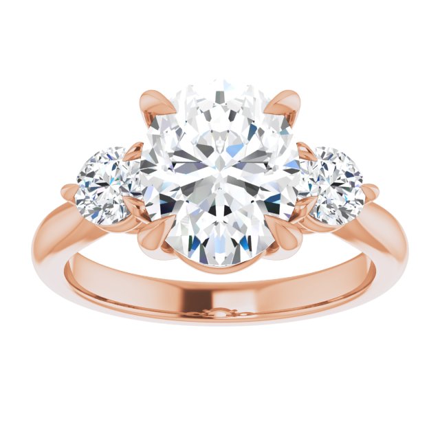 14K rose gold 2CT Oval CutThree Stone Engagement Ring Setting variant--Pear variant--3CT variant--14K-rose-gold