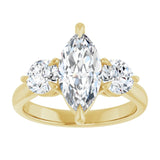14K yellow gold 2CT Marquise CutThree Stone Engagement Ring Setting variant--Pear variant--2CT variant--14K-yellow-gold