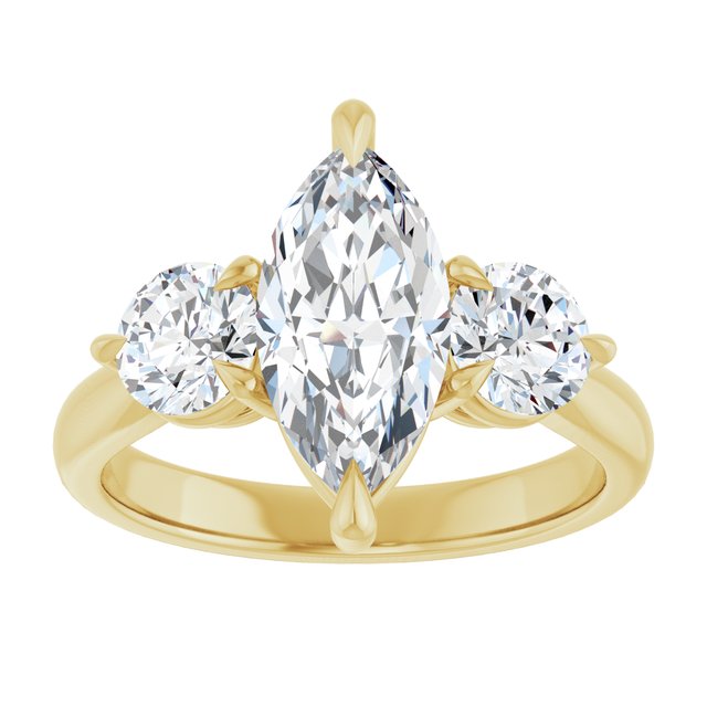 14K yellow gold 2CT Marquise CutThree Stone Engagement Ring Setting variant--Pear variant--2CT variant--14K-yellow-gold