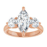 14K rose gold 2CT Marquise CutThree Stone Engagement Ring Setting variant--Pear variant--2CT variant--14K-rose-gold