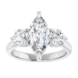 14K white gold 2CT Marquise CutThree Stone Engagement Ring Setting variant--Pear variant--2CT variant--14K-white-gold