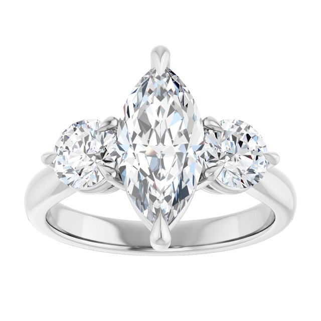 14K white gold 2CT Marquise CutThree Stone Engagement Ring Setting variant--Pear variant--2CT variant--14K-white-gold