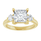 14K yellow gold 2CT Square CutThree Stone Engagement Ring Setting variant--Square variant--1CT variant--14K-yellow-gold