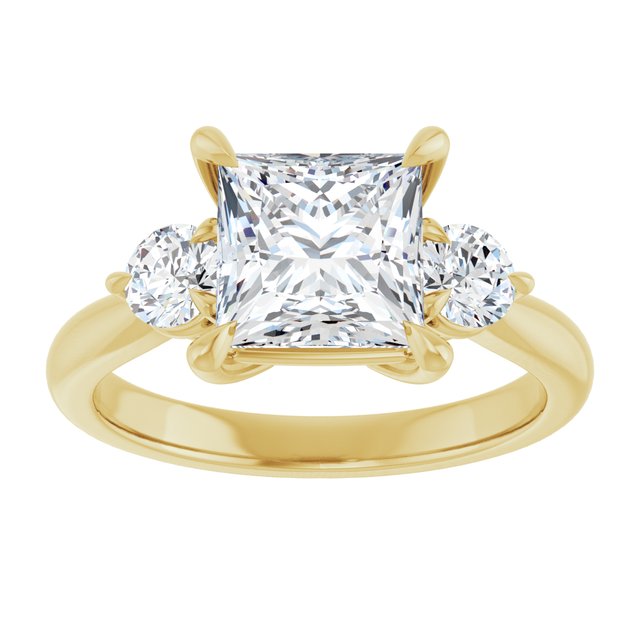 14K yellow gold 2CT Square CutThree Stone Engagement Ring Setting variant--Square variant--1CT variant--14K-yellow-gold