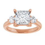 14K rose gold 2CT Square CutThree Stone Engagement Ring Setting variant--Round variant--2CT variant--14K-yellow-gold
