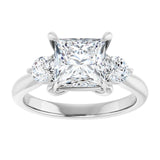 14K white gold 2CT Square CutThree Stone Engagement Ring Setting variant--Round variant--1CT variant--14K-rose-gold