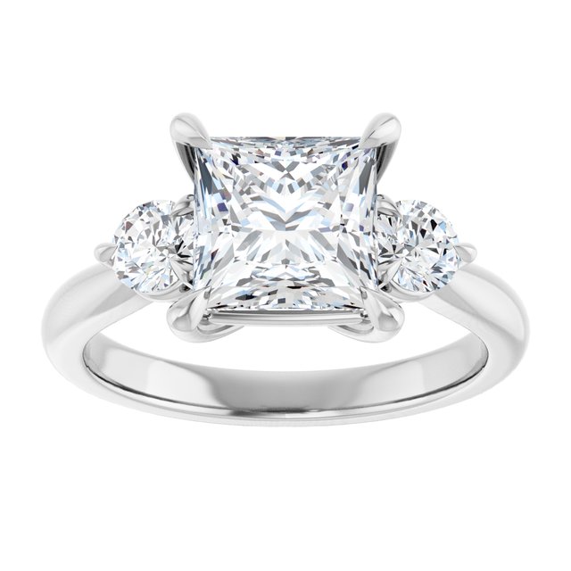 14K white gold 2CT Square CutThree Stone Engagement Ring Setting variant--Round variant--1CT variant--14K-rose-gold