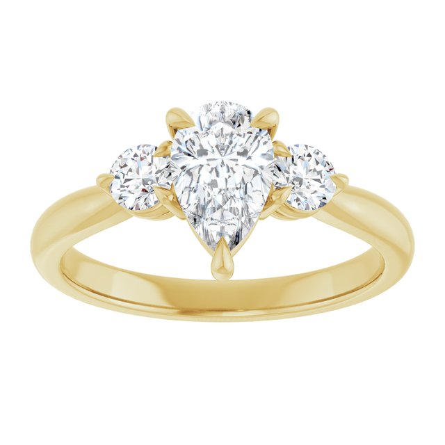 14K yellow gold 1CT Pear CutThree Stone Engagement Ring Setting variant--Pear variant--3CT variant--14K-rose-gold
