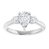 14K white gold 1CT Pear CutThree Stone Engagement Ring Setting variant--Pear variant--3CT variant--14K-rose-gold