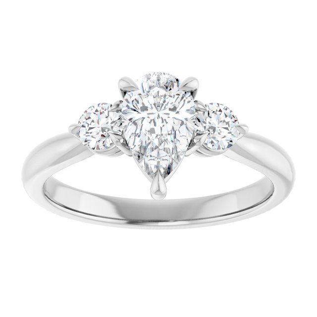 14K white gold 1CT Pear CutThree Stone Engagement Ring Setting variant--Pear variant--3CT variant--14K-rose-gold