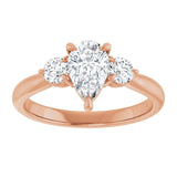 14K rose gold 1CT Pear CutThree Stone Engagement Ring Setting variant--Pear variant--3CT variant--14K-rose-gold