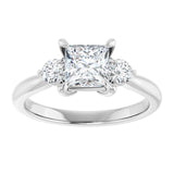 14K white gold 1CT Square CutThree Stone Engagement Ring Setting variant--Pear variant--3CT variant--14K-rose-gold