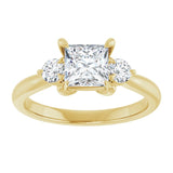 14K yellow gold 1CT Square CutThree Stone Engagement Ring Setting variant--Pear variant--3CT variant--14K-rose-gold