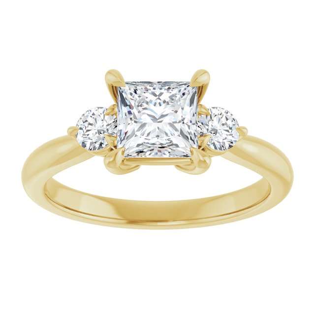 14K yellow gold 1CT Square CutThree Stone Engagement Ring Setting variant--Pear variant--3CT variant--14K-rose-gold