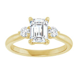14K yellow gold 1CT Emerald CutThree Stone Engagement Ring Setting variant--Marquise variant--1CT variant--14K-rose-gold