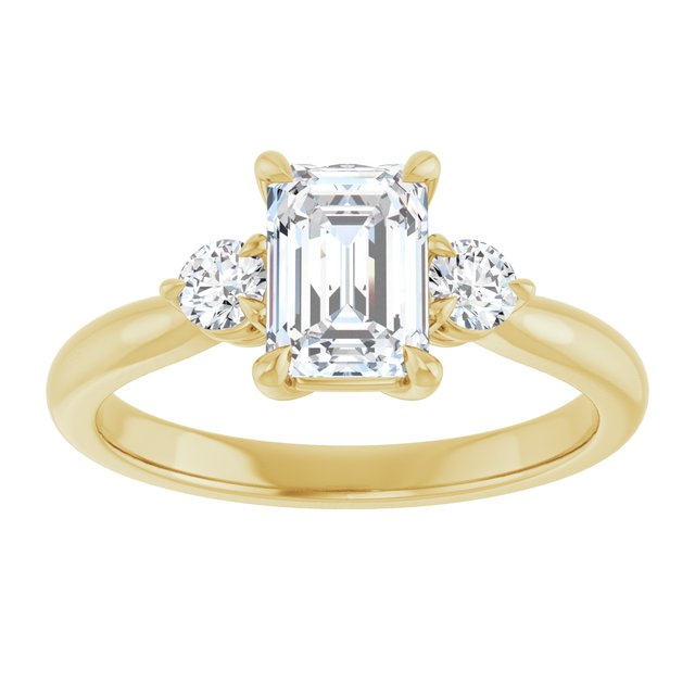 14K yellow gold 1CT Emerald CutThree Stone Engagement Ring Setting variant--Marquise variant--1CT variant--14K-rose-gold