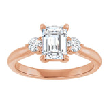 14K rose gold 1CT Emerald CutThree Stone Engagement Ring Setting variant--Marquise variant--2CT variant--14K-white-gold