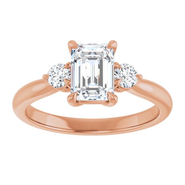 14K rose gold 1CT Emerald CutThree Stone Engagement Ring Setting variant--Marquise variant--2CT variant--14K-white-gold