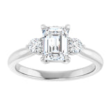 14K white gold 1CT Emerald CutThree Stone Engagement Ring Setting variant--Marquise variant--2CT variant--14K-yellow-gold