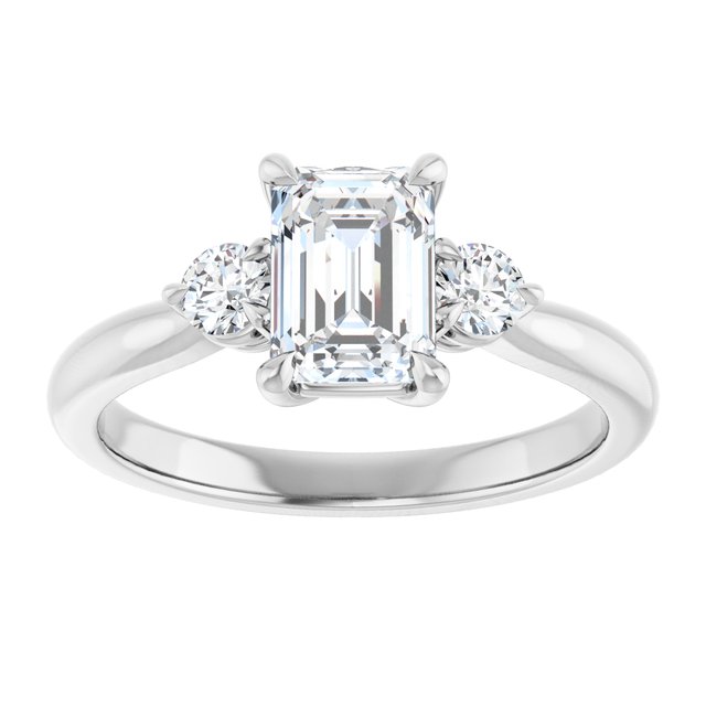 14K white gold 1CT Emerald CutThree Stone Engagement Ring Setting variant--Marquise variant--2CT variant--14K-yellow-gold