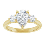 14K yellow gold 2CT Pear CutThree Stone Engagement Ring Setting variant--Pear variant--1CT variant--14K-rose-gold