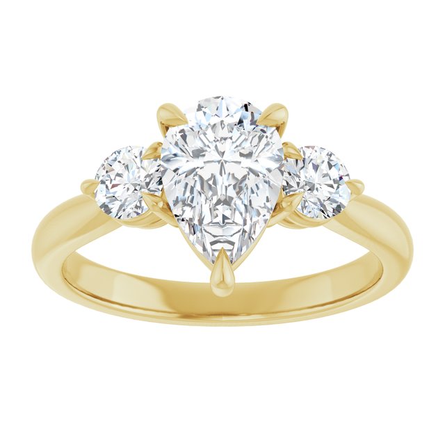 14K yellow gold 2CT Pear CutThree Stone Engagement Ring Setting variant--Pear variant--1CT variant--14K-rose-gold